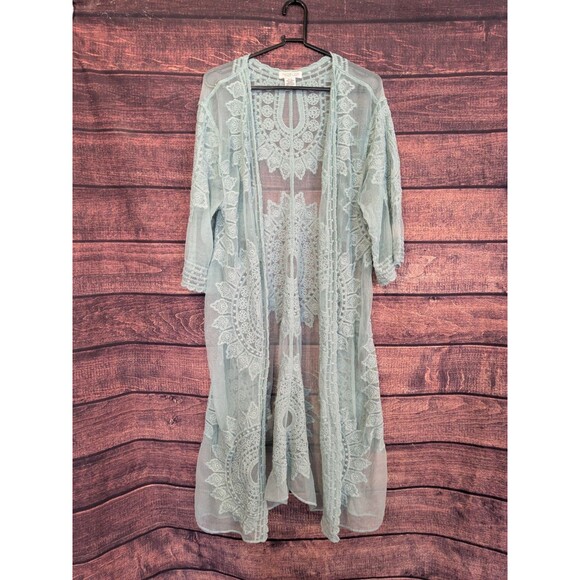 Rachel Zoe Sea Foam Lace Cardigan Cover Up One Size - Picture 1 of 6
